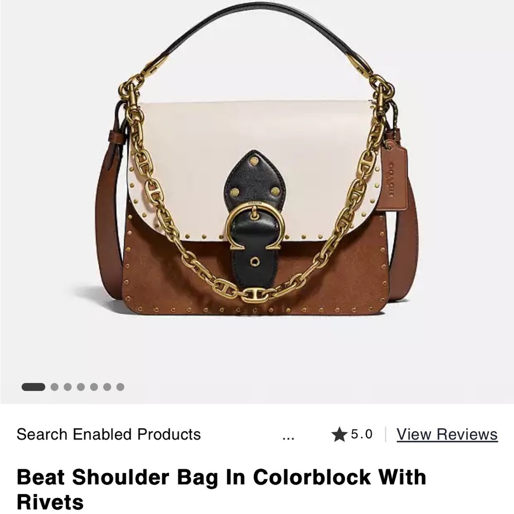 Coach Beat Colorblock Shoulder Bag with Gold Chain